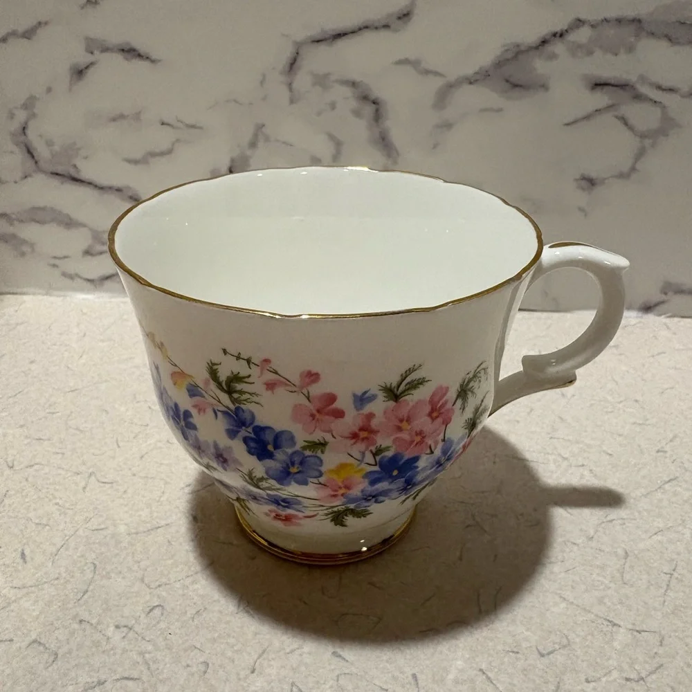 Vintage Crown Staffordshire Bone China Teacup and Saucer-Made in England